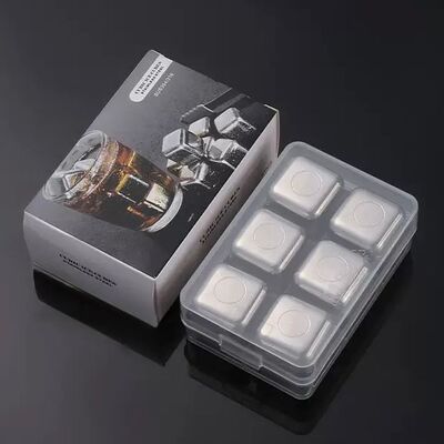 Cubos de Hielo Plateado Reutilizables de Acero Inoxidable - 6 cubos